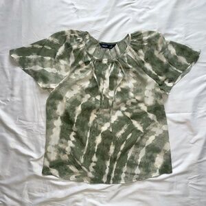 Simply Vera Vera Wang Shirred Tie-Neck Blouse — Green Ocean Dye, XS